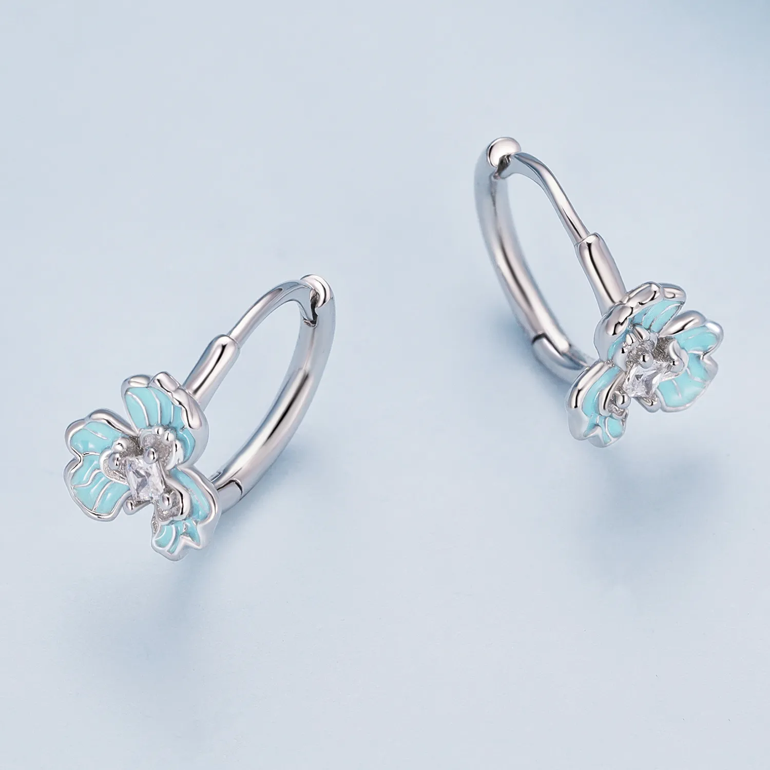 Pandora-inspired Blue Iris Hoops Earrings - BSE843