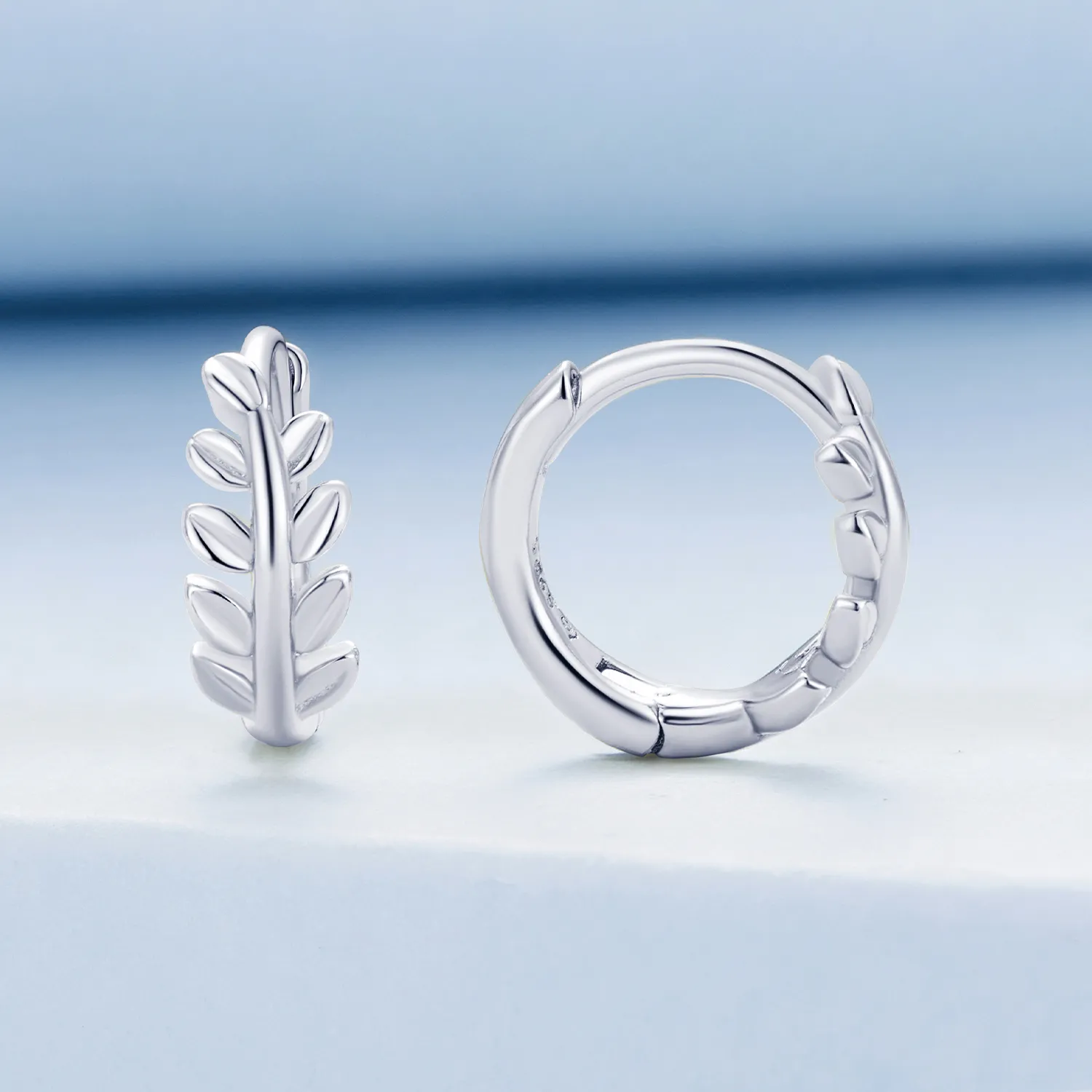 Pandora-inspired Leaves Hoops Earrings - BSE500-A