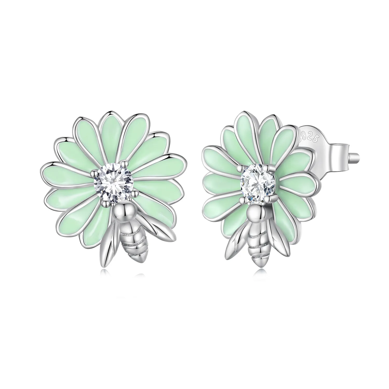 Pandora-style Daisy Bee Stud Earrings - SCE1598