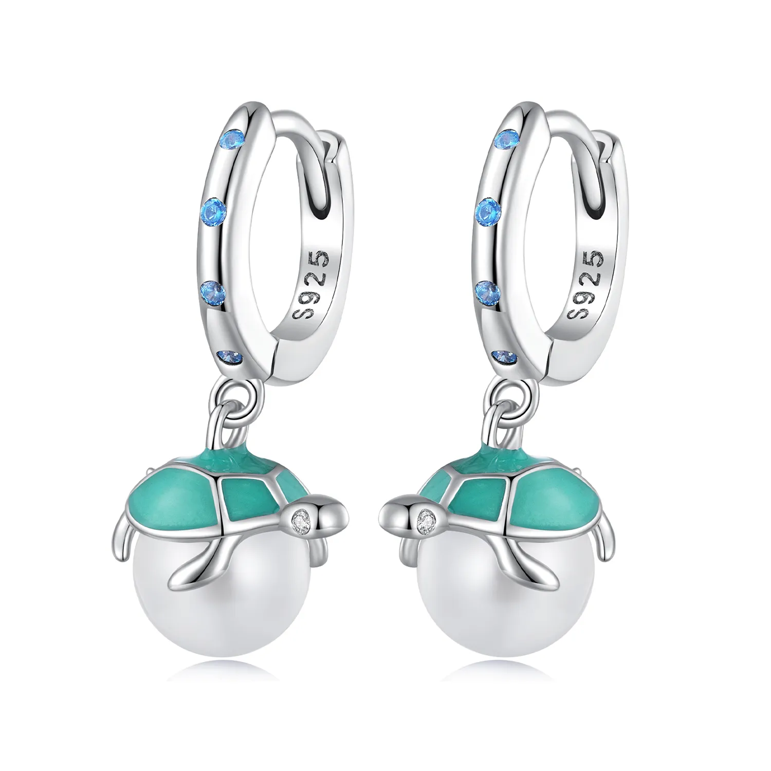 Pandora-style hoop earrings inspired by the graceful sea turtle - SCE1597