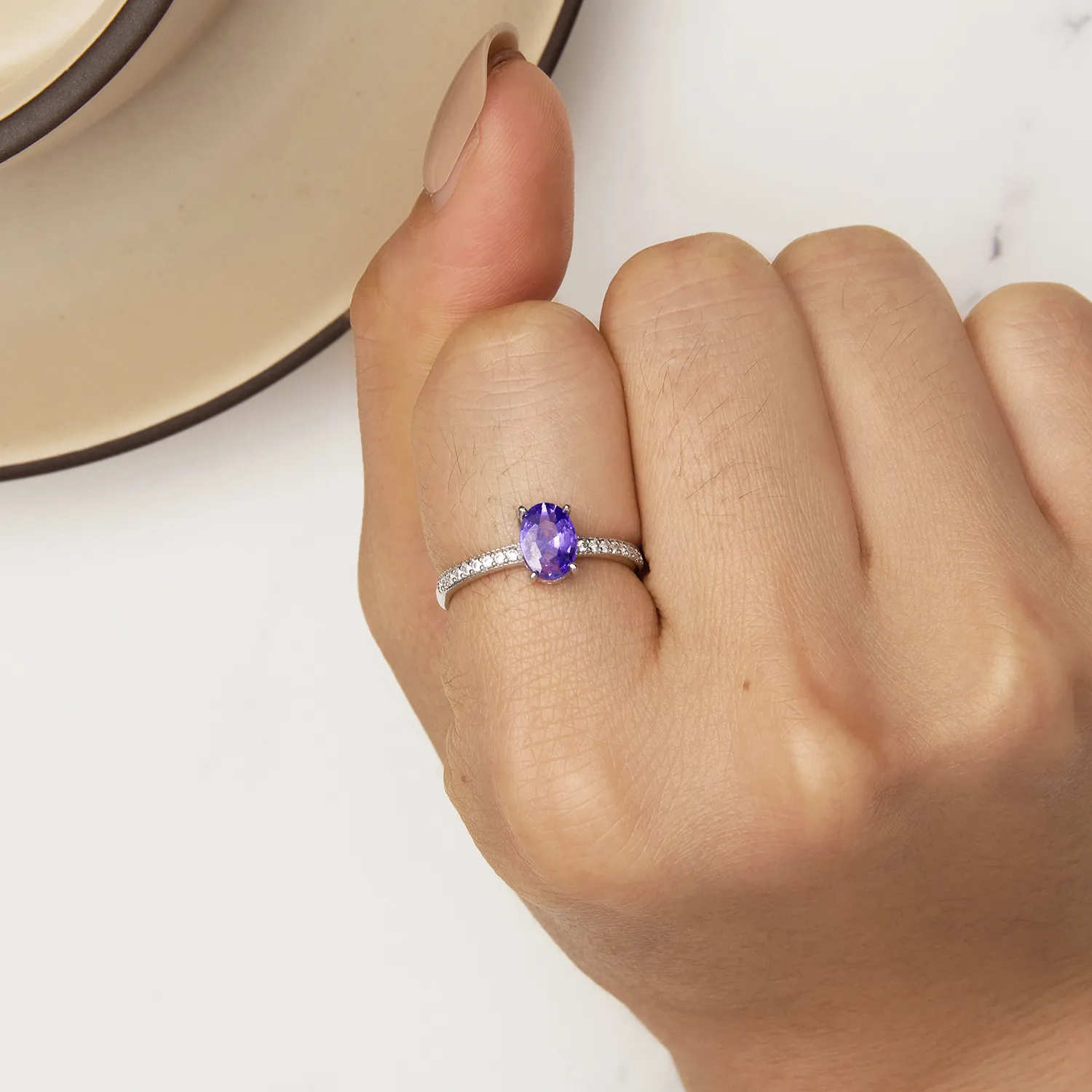 Pandora Style Amethyst Ring - BSR460-VT