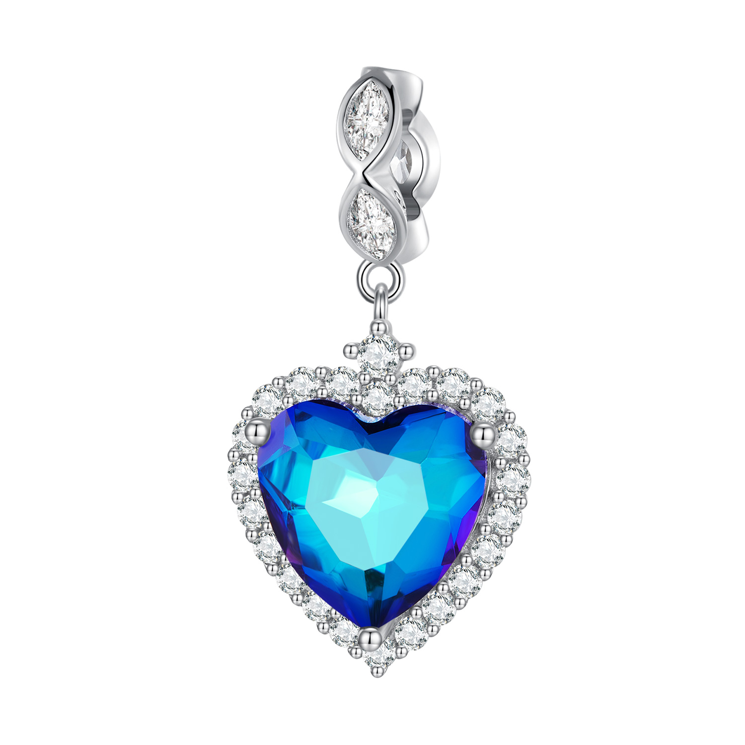 pandora style blue heart charm bsc775