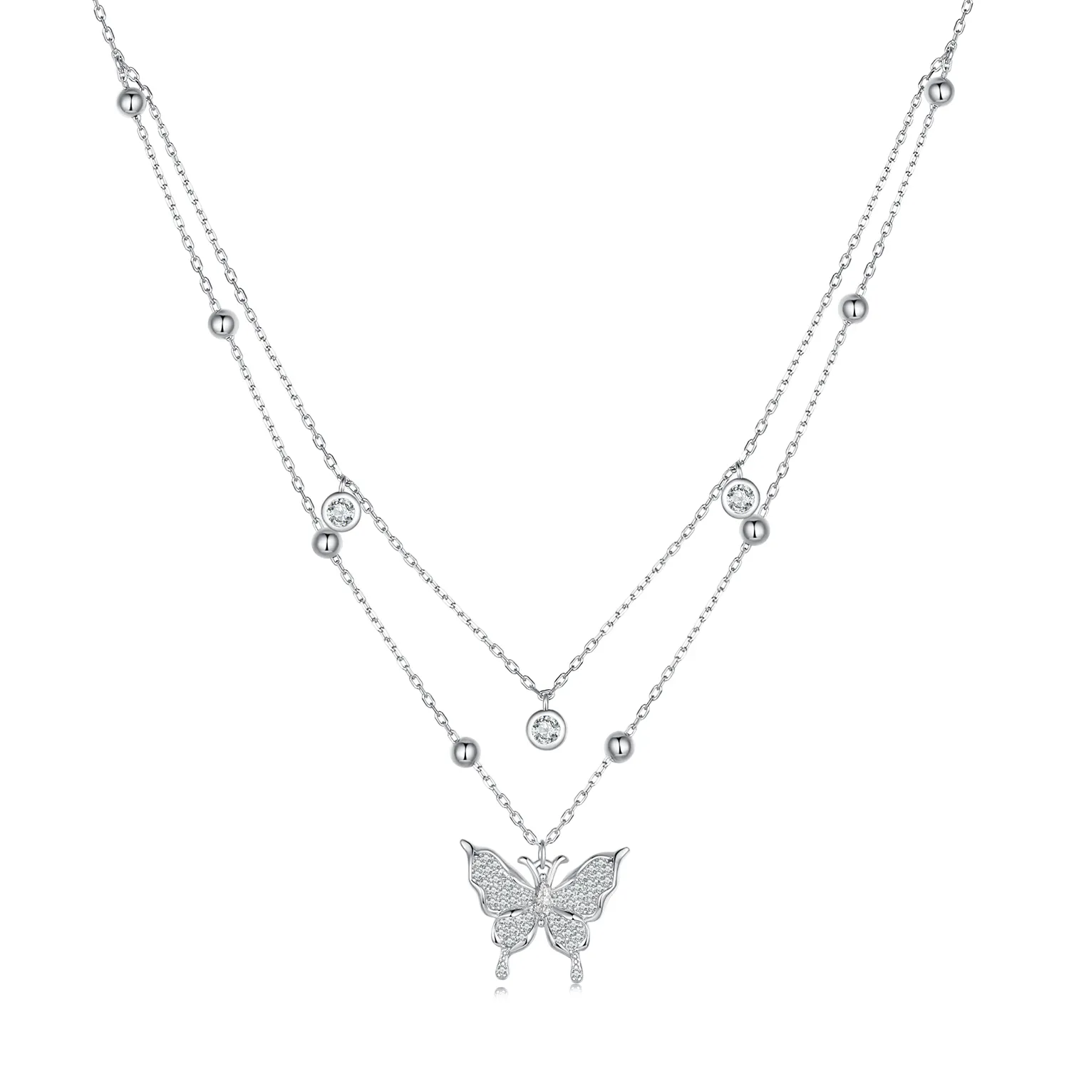 Pandora Style Double Chain Necklace - BSN308