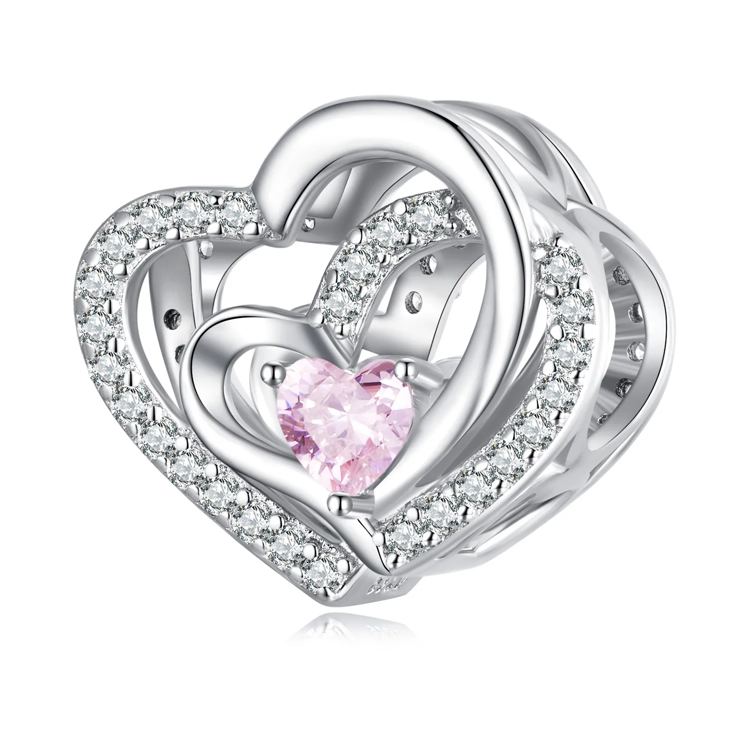 Pandora Style Double Heart Charm - BSC695