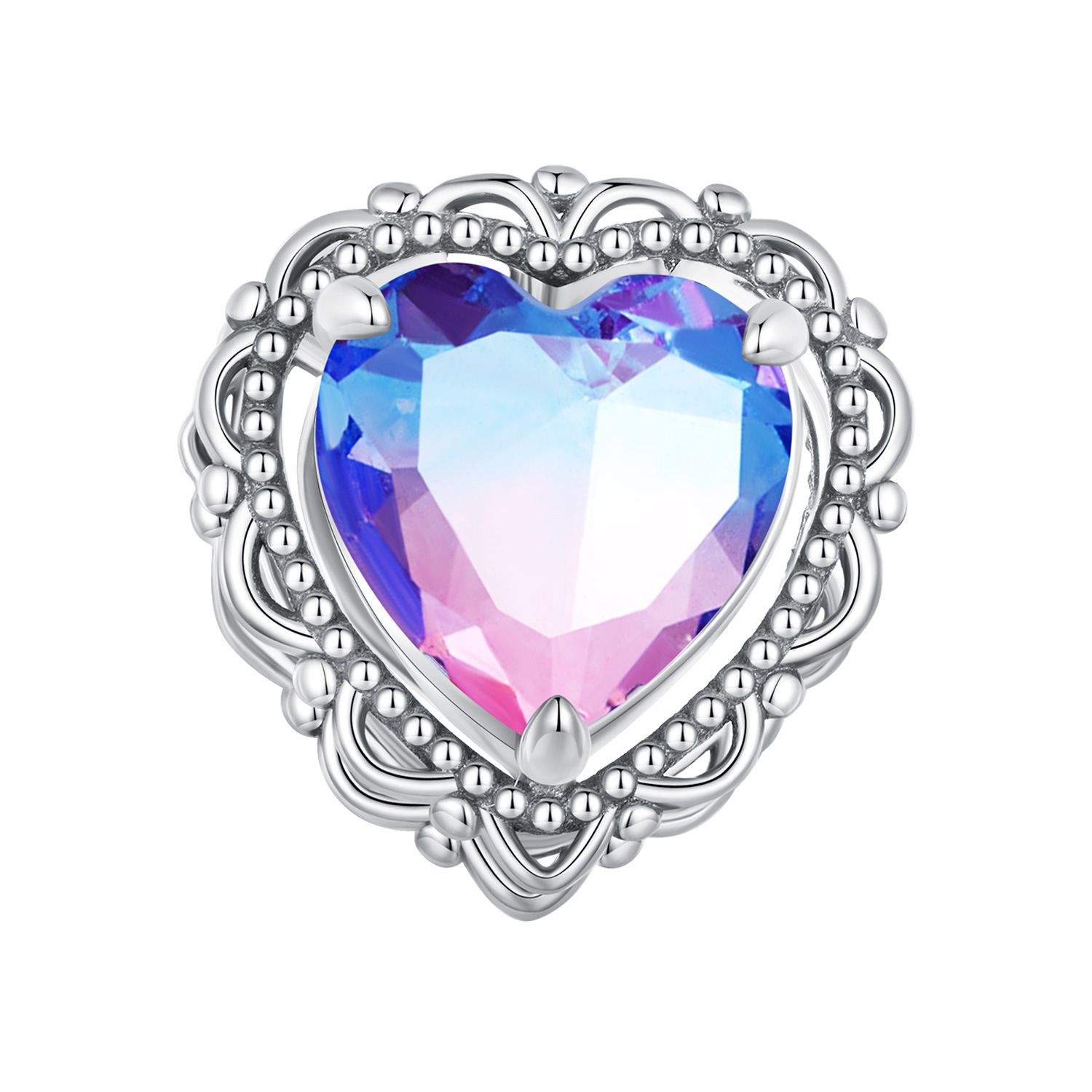 pandora style forever my love gradient color heart charm bsc830