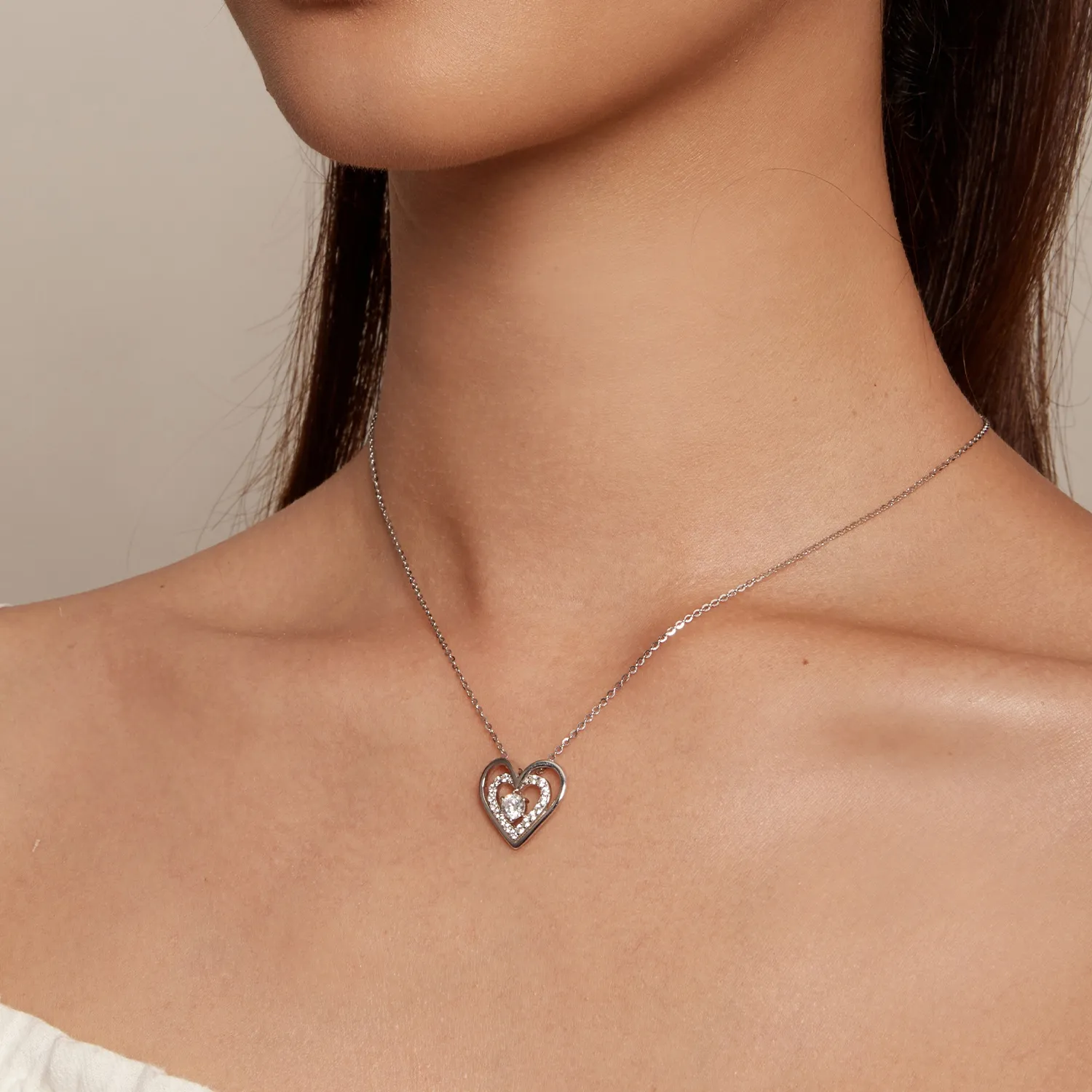 Pandora Style Heart Necklace - BSN342