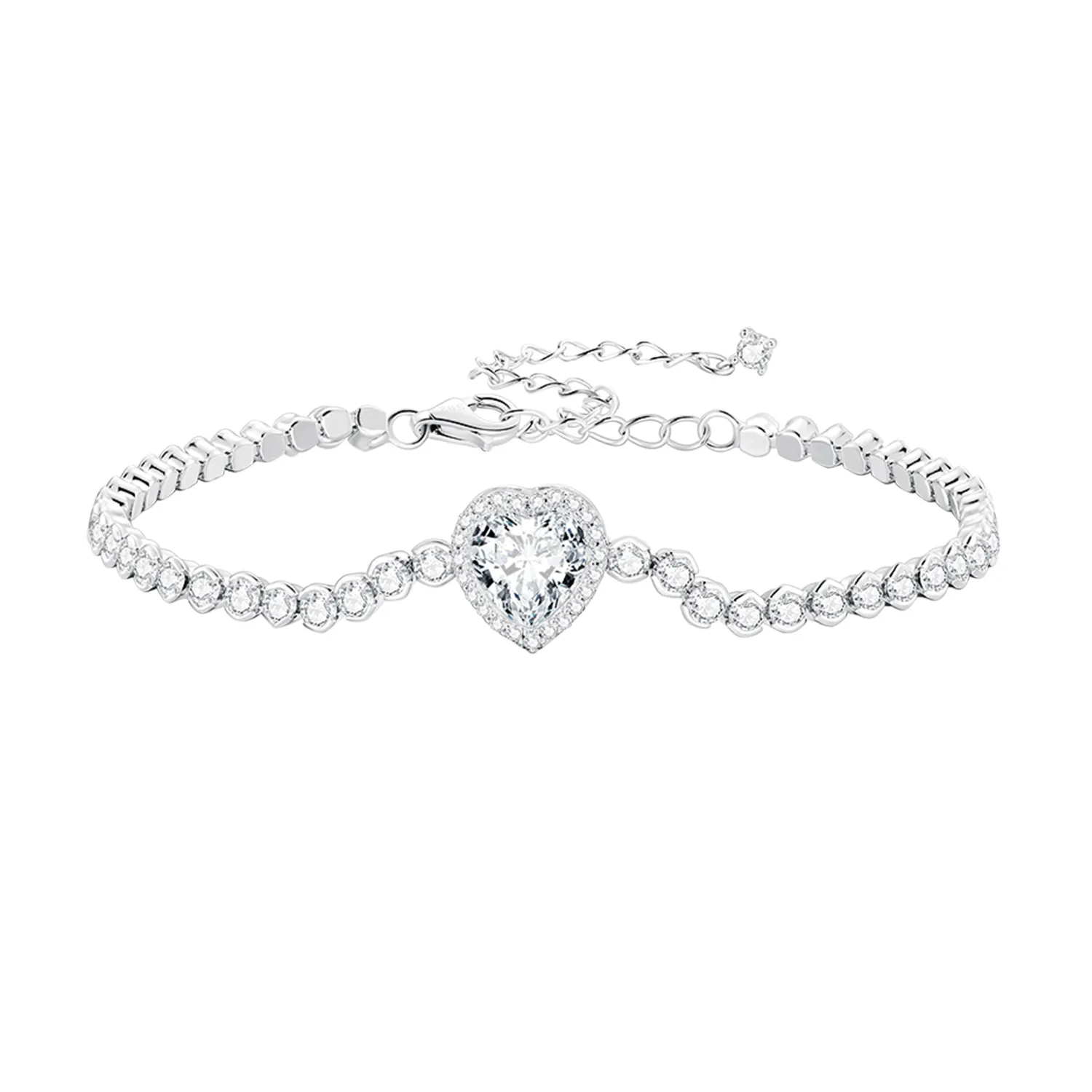 Pandora Style Heart Tennis Bracelet - BSB098