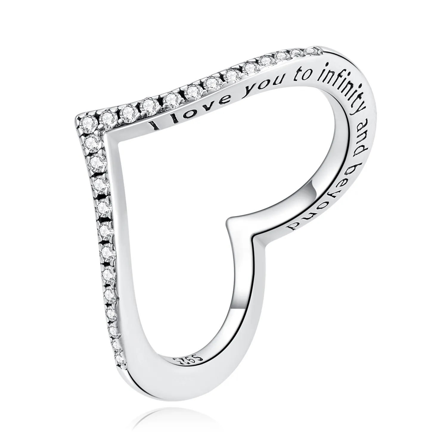 Pandora Style Heart Wishbone Ring - SCR856