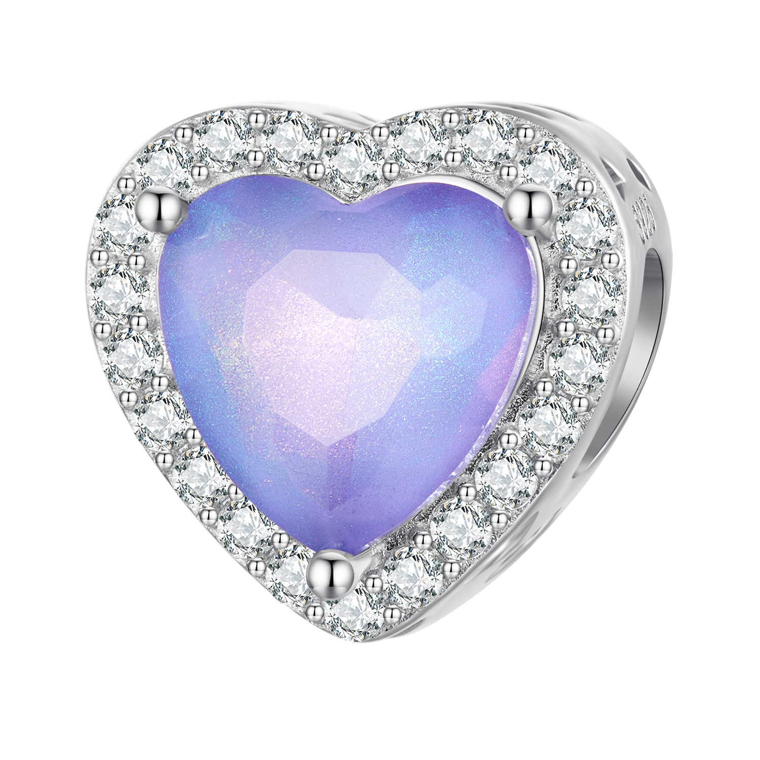 pandora style purple heart charm scc2453