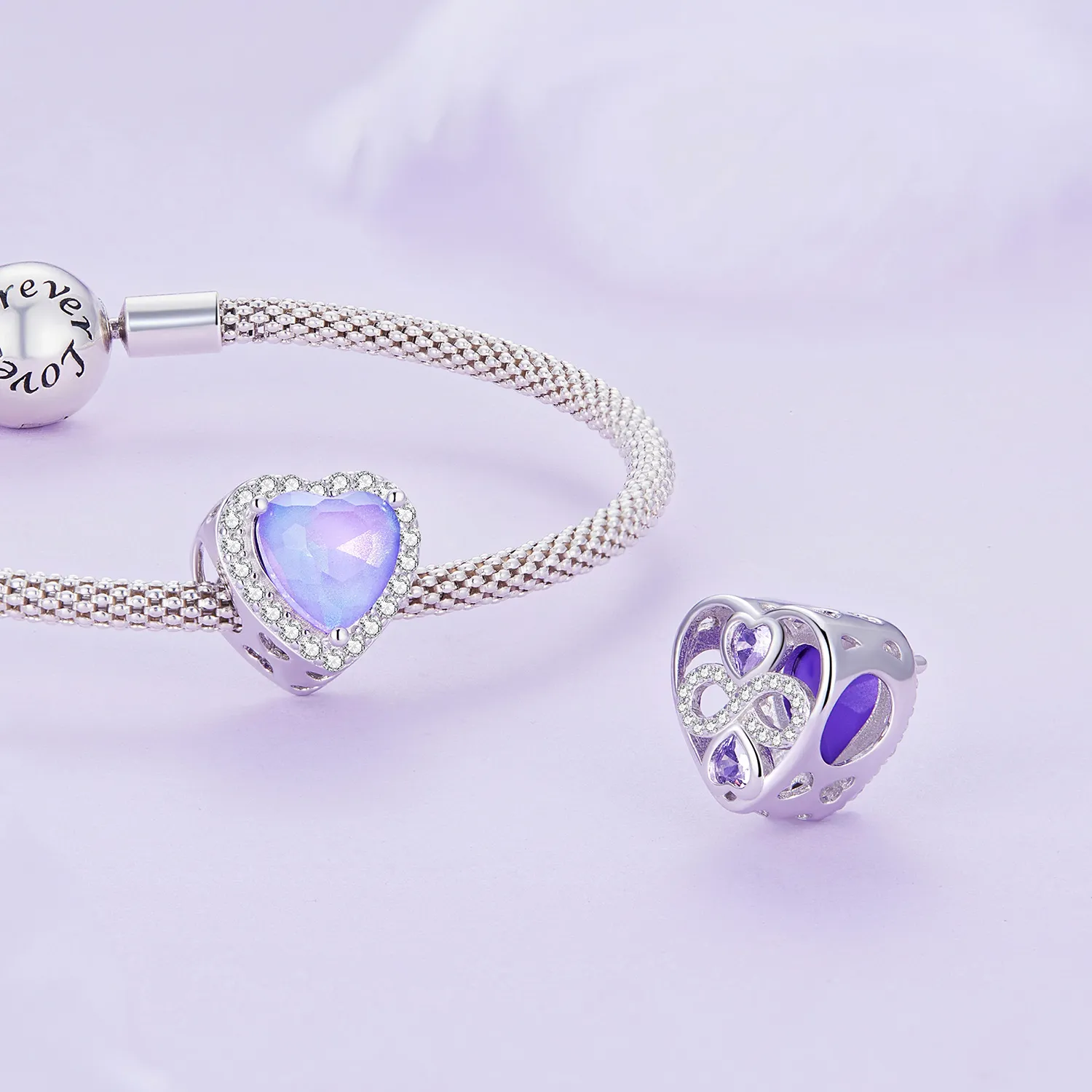 Pandora Style Purple Heart Charm - SCC2453