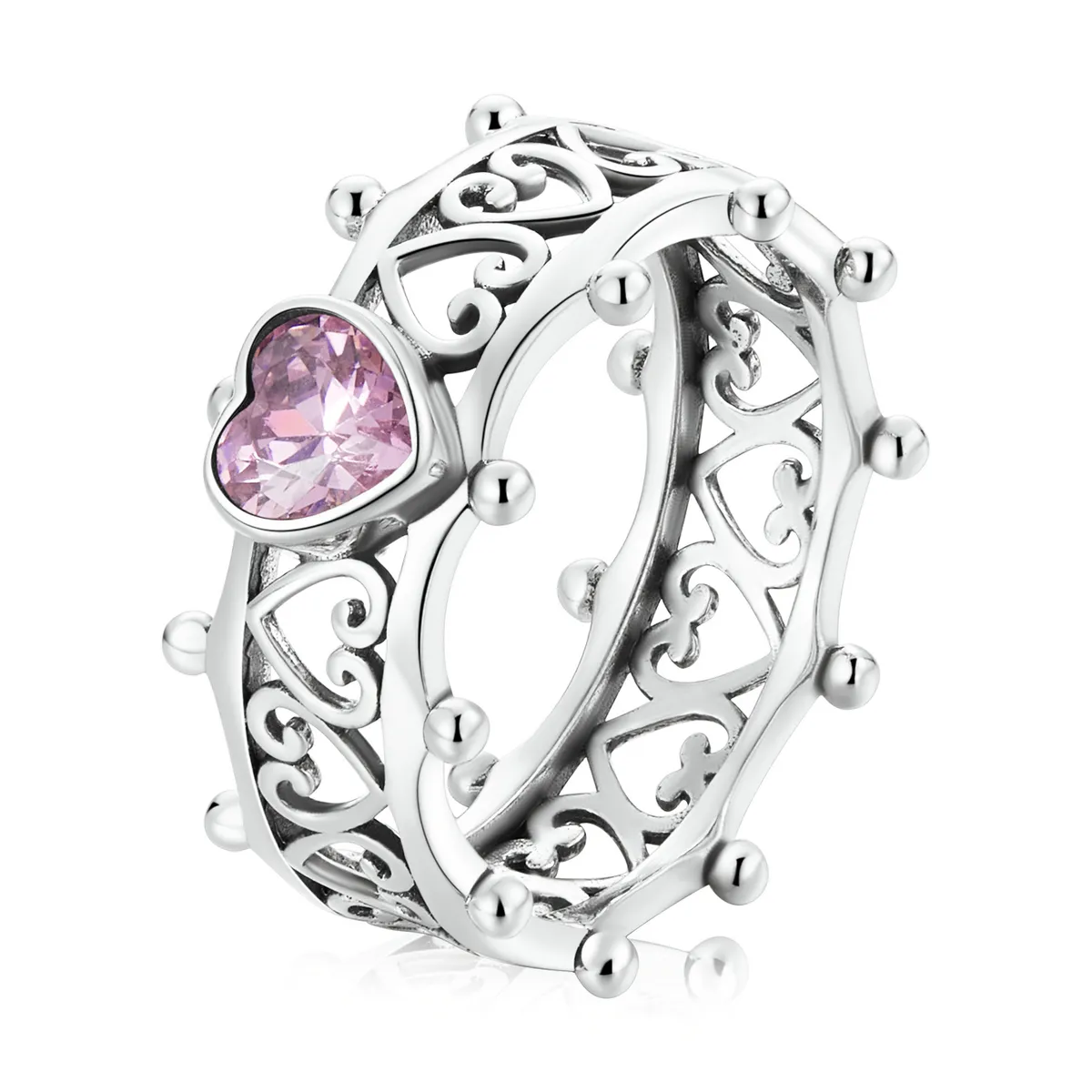 pandora style sparkling heart ring scr788