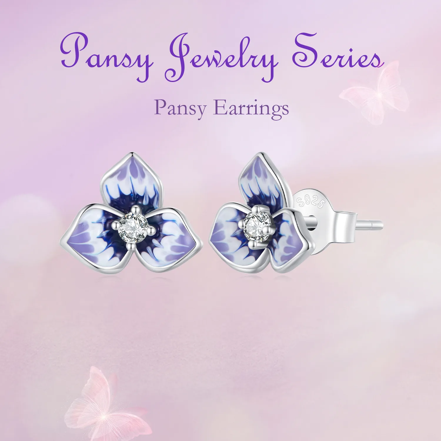 Pandora-style Pansy Earrings - BSE860