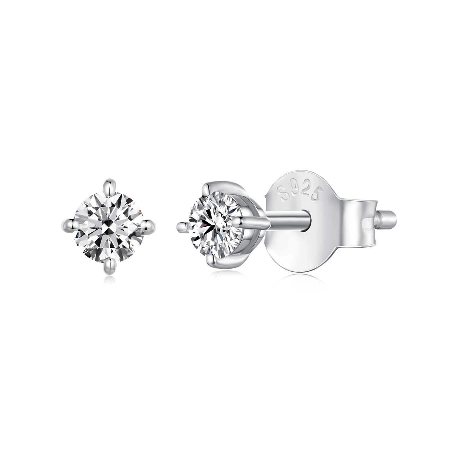 pandora style 0.1ct moissanite studs earrings two certificates mse038