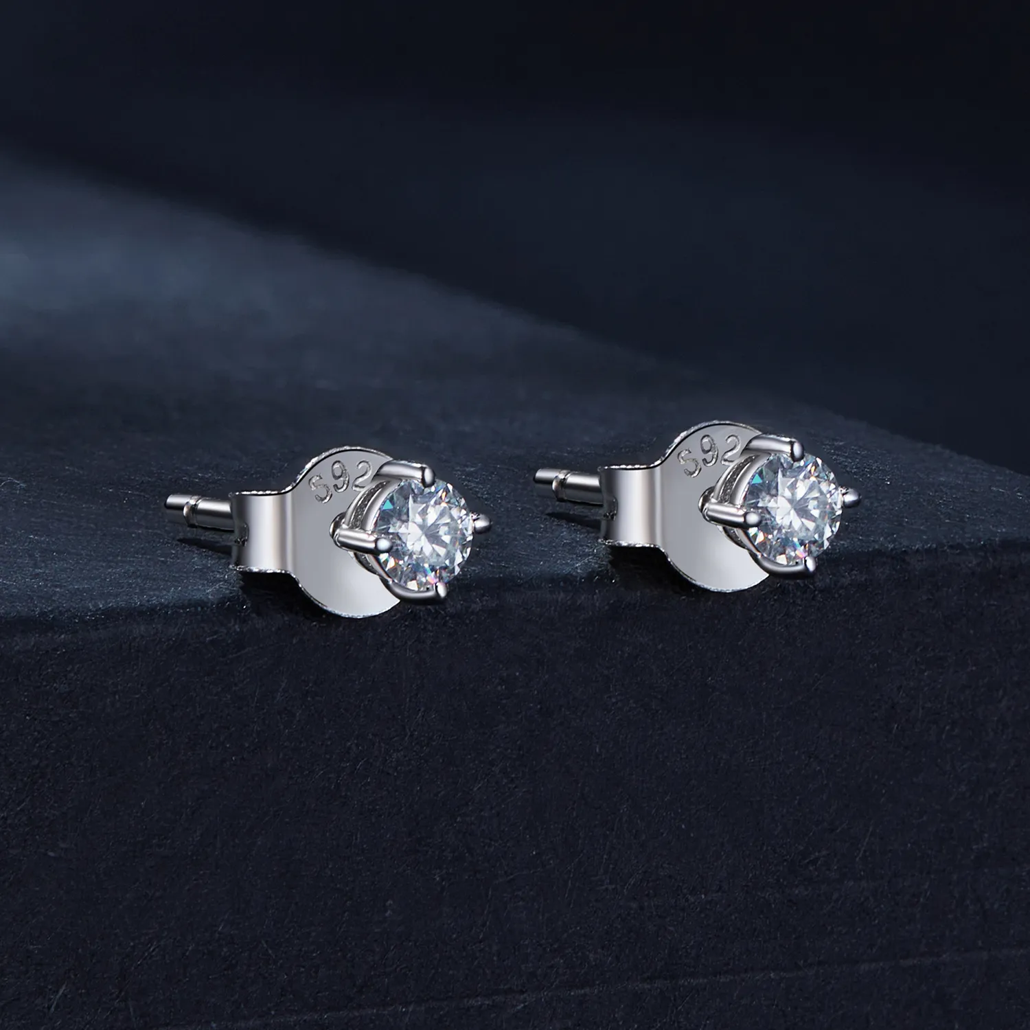 Pandora Style 0.1Ct Moissanite Studs Earrings (Two Certificates) - MSE038