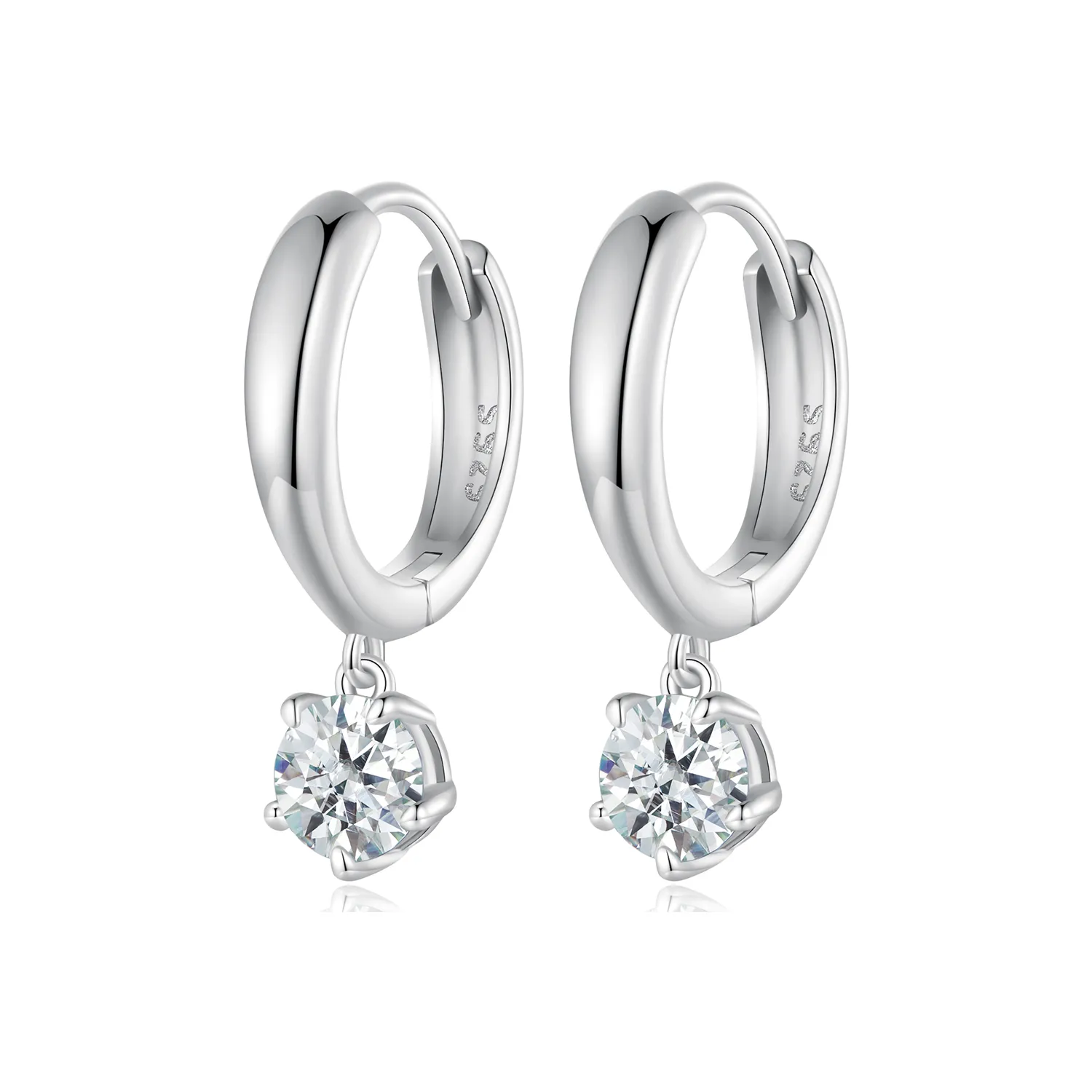 Pandora Style 0.5Ct Moissanite Hoop Earrings (Two Certificates) - MSE040