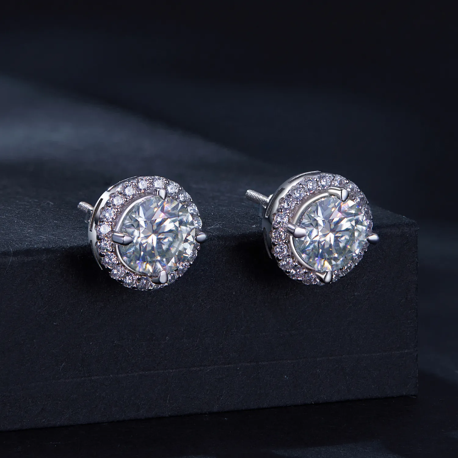 Pandora Style 1Ct Moissanite Studs Earrings (Two Certificates) - MSE039