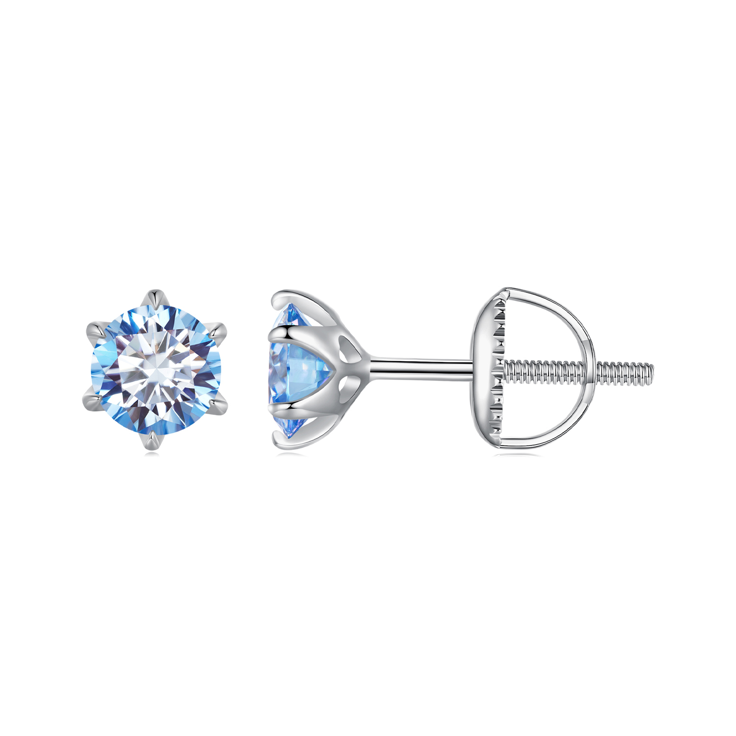 pandora style aquamarine moissanite studs earrings mse025 slb