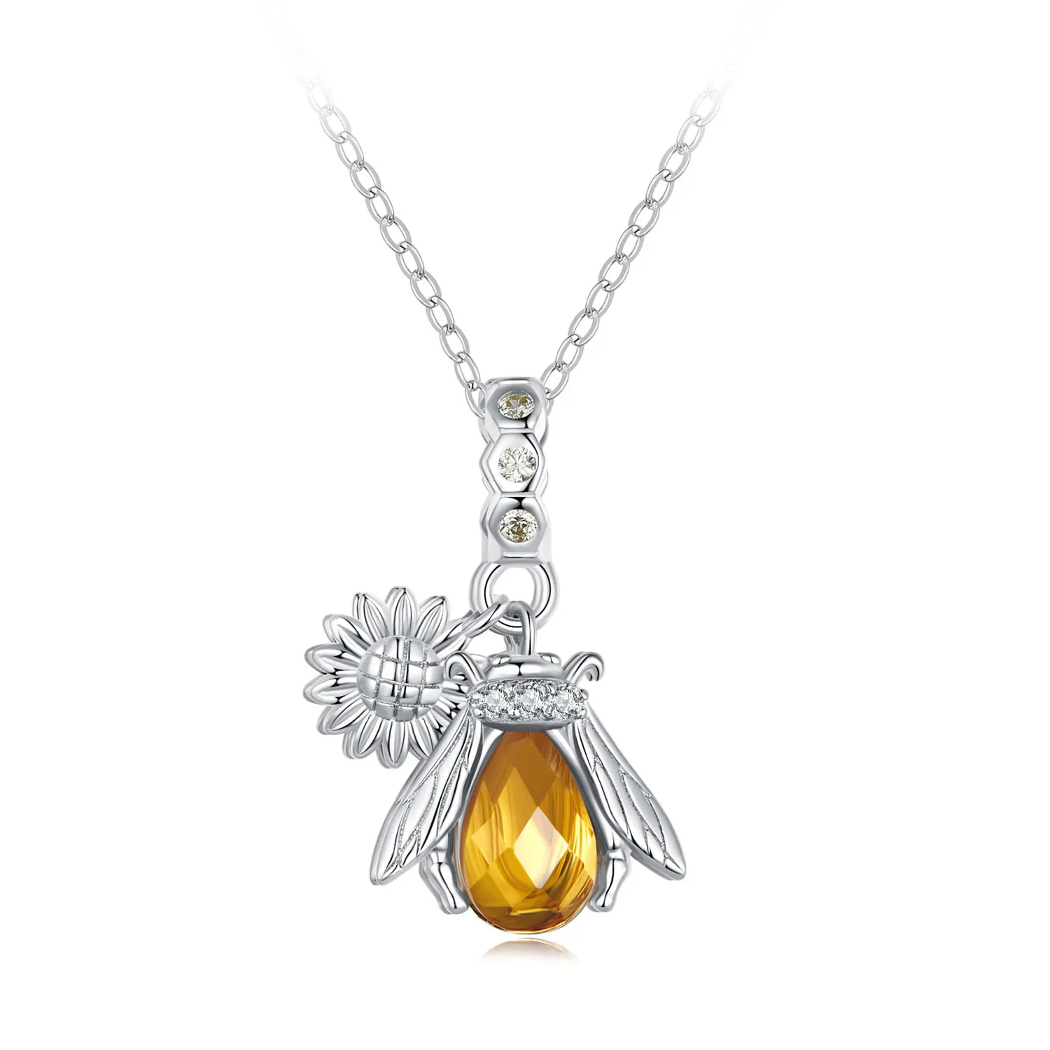 Pandora Style Bee Daisy Necklace - BSN356