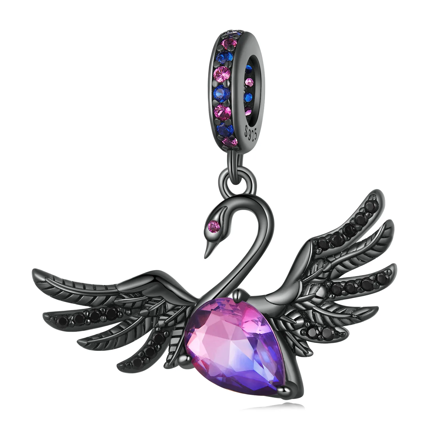 Pandora Style Black Swan Dangle - SCC2490