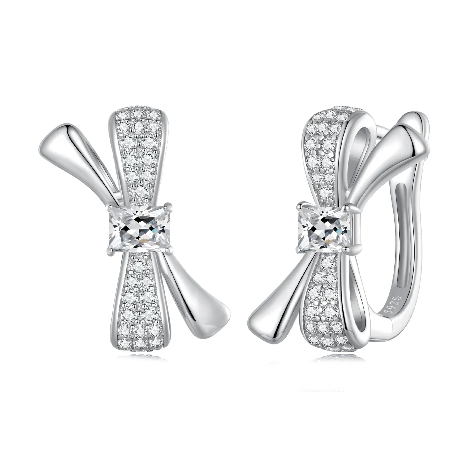 Pandora Style Bow Hoop Earrings - BSE810