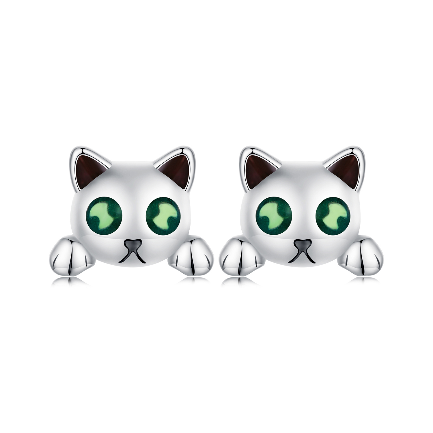 pandora style cat glow in the dark studs earrings sce1643