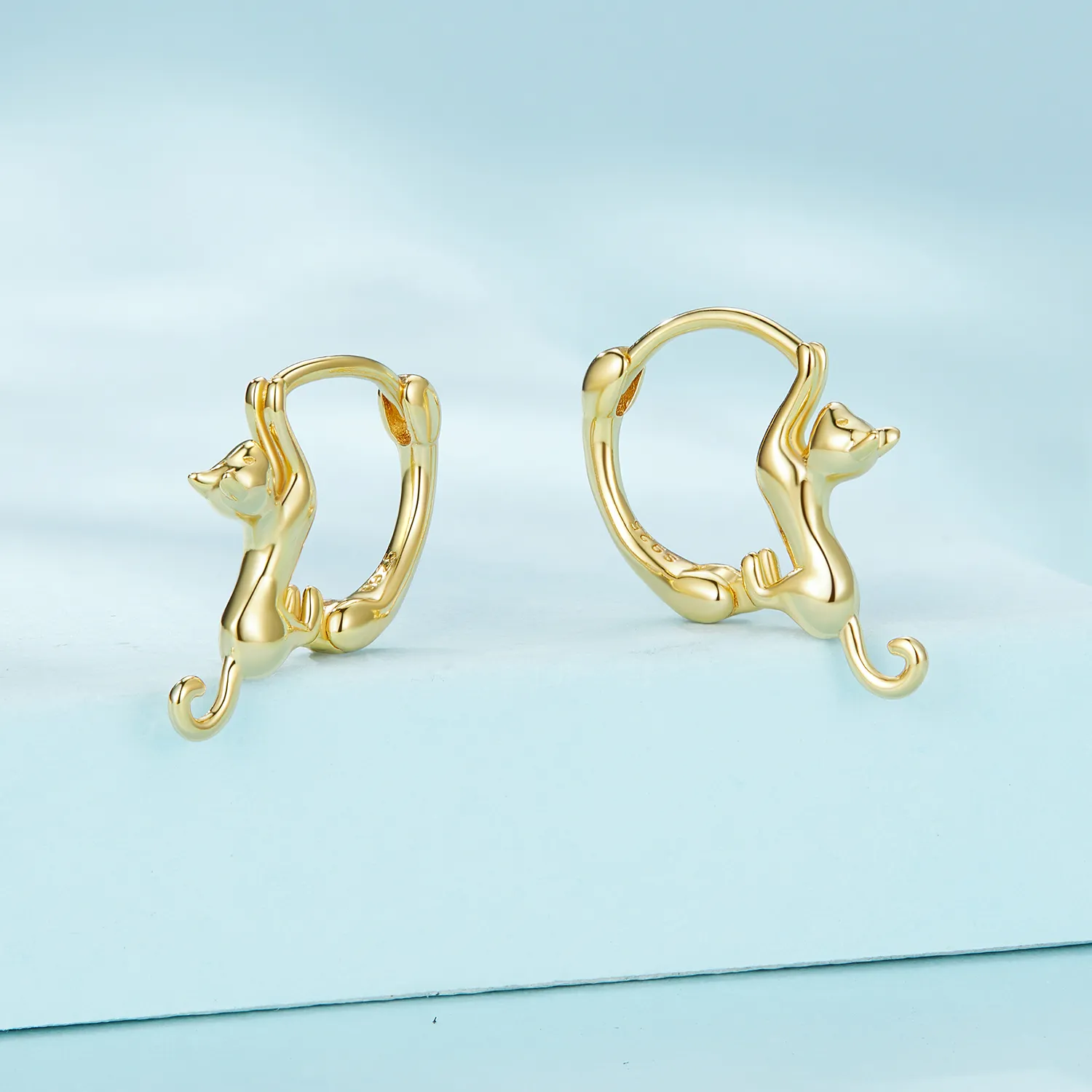 Pandora Style Cat Hoop Earrings - SCE1488-LB!