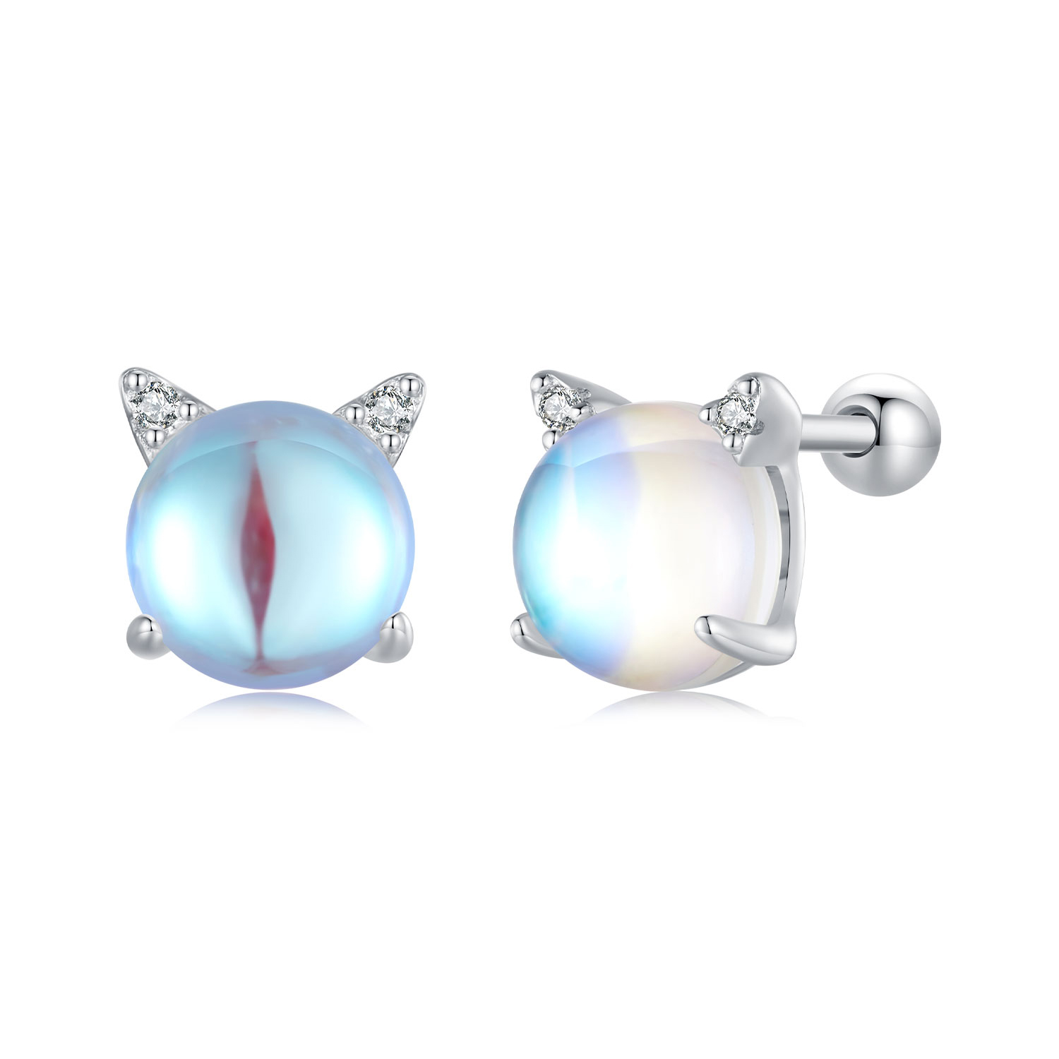 pandora style cat moonstone studs earrings sce1622