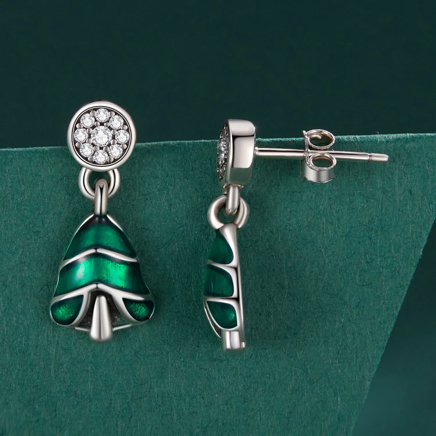 Pandora Style Christmas Tree Studs Earrings - BSE919