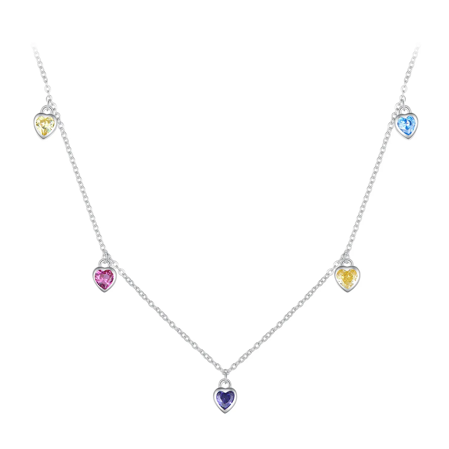 Pandora Style Colorful Heart Necklace - BSN320