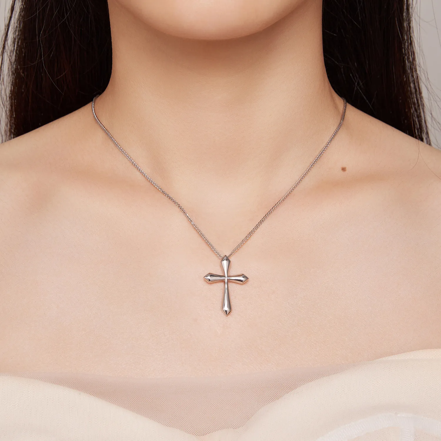 Pandora Style Cross Chopin Necklace - BSN304