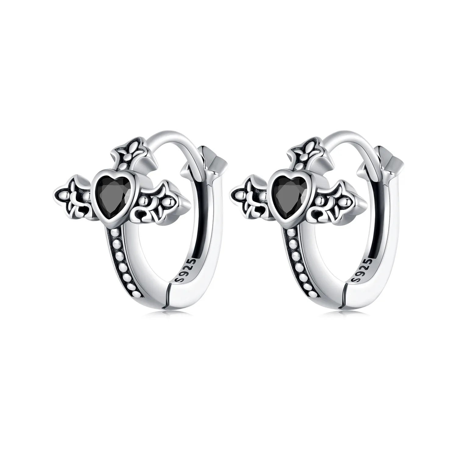 pandora style cross hoop earrings sce1642