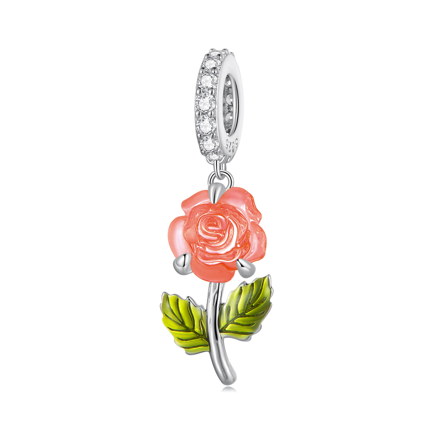 pandora style crystal rose dangle bsc824 og