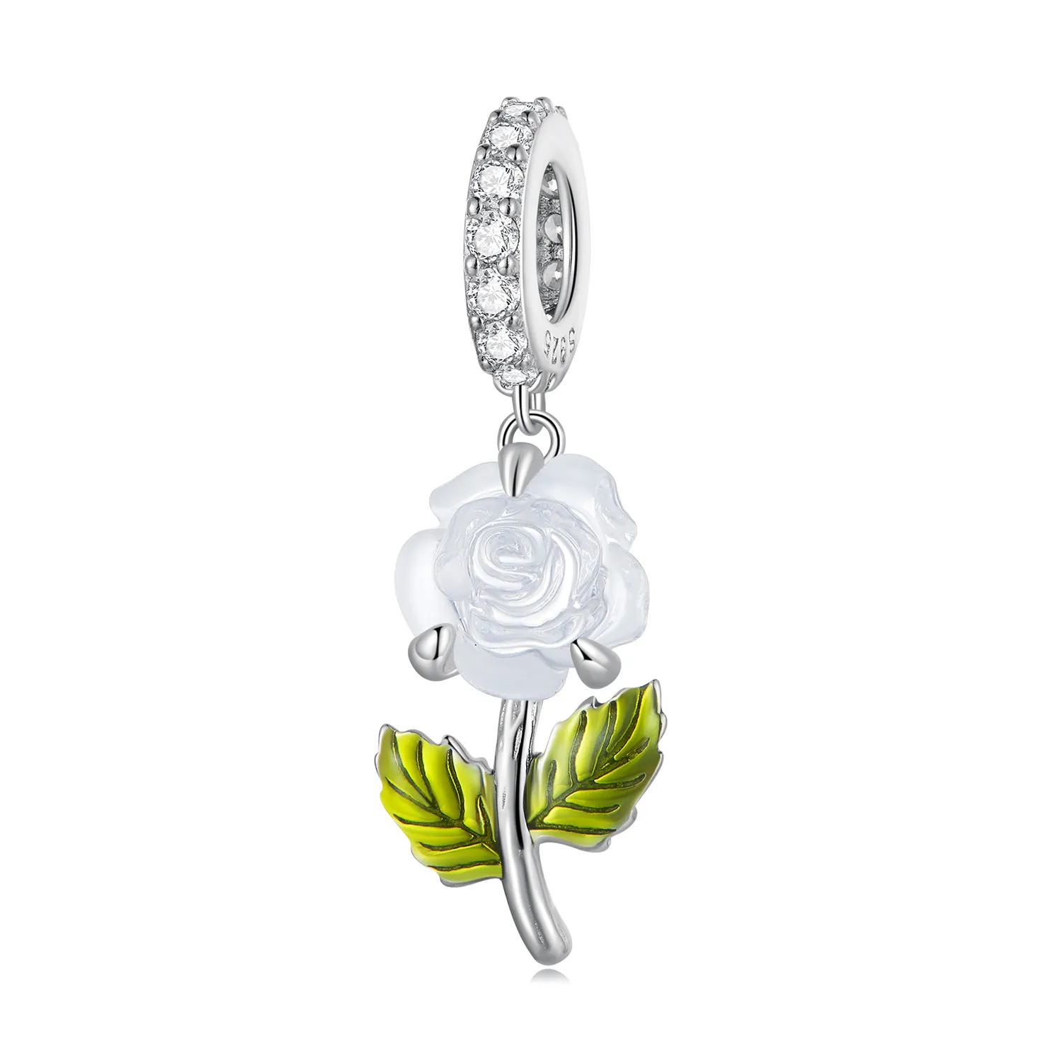 Pandora Style Crystal Rose Dangle - BSC824