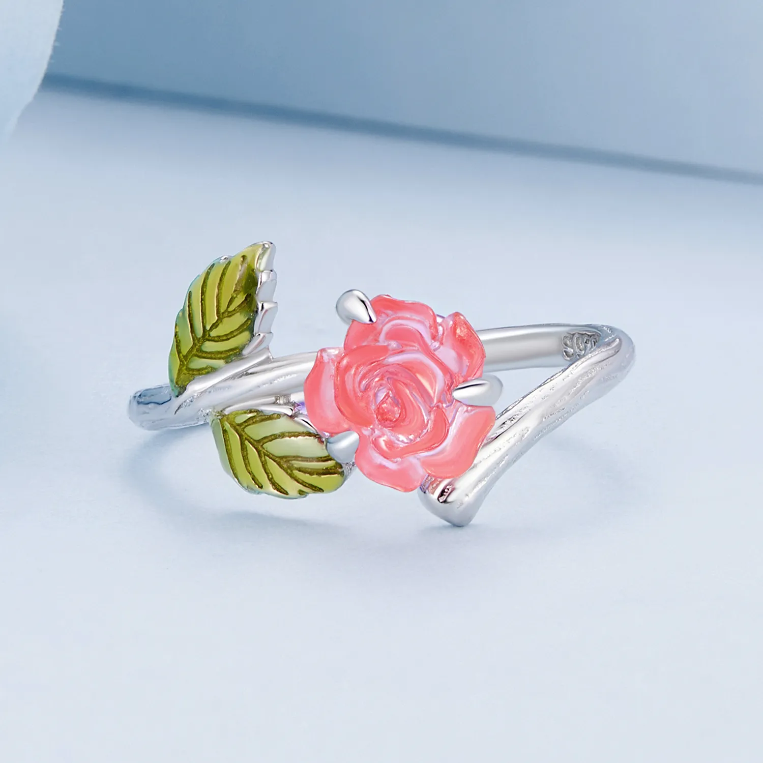 Pandora Style Crystal Rose Open Ring - BSR472-PKE