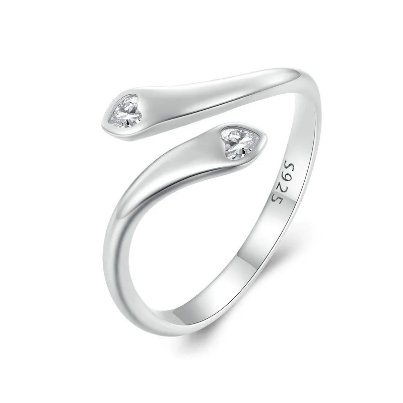 Pandora Style Double Heart Open Ring - SCR946-E