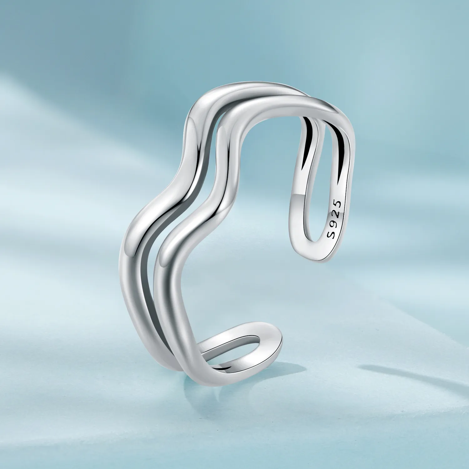 Pandora Style Double Layer Wave Ring - SCR968-E