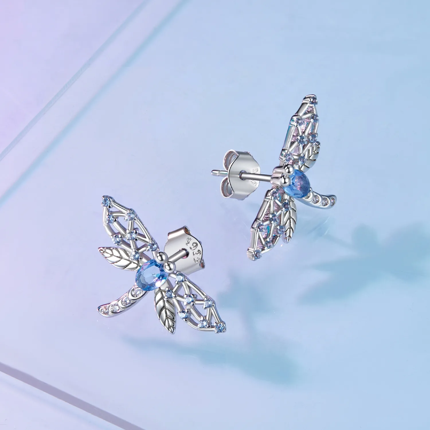 Pandora Style Dragonfly Stud Earrings - BSE874