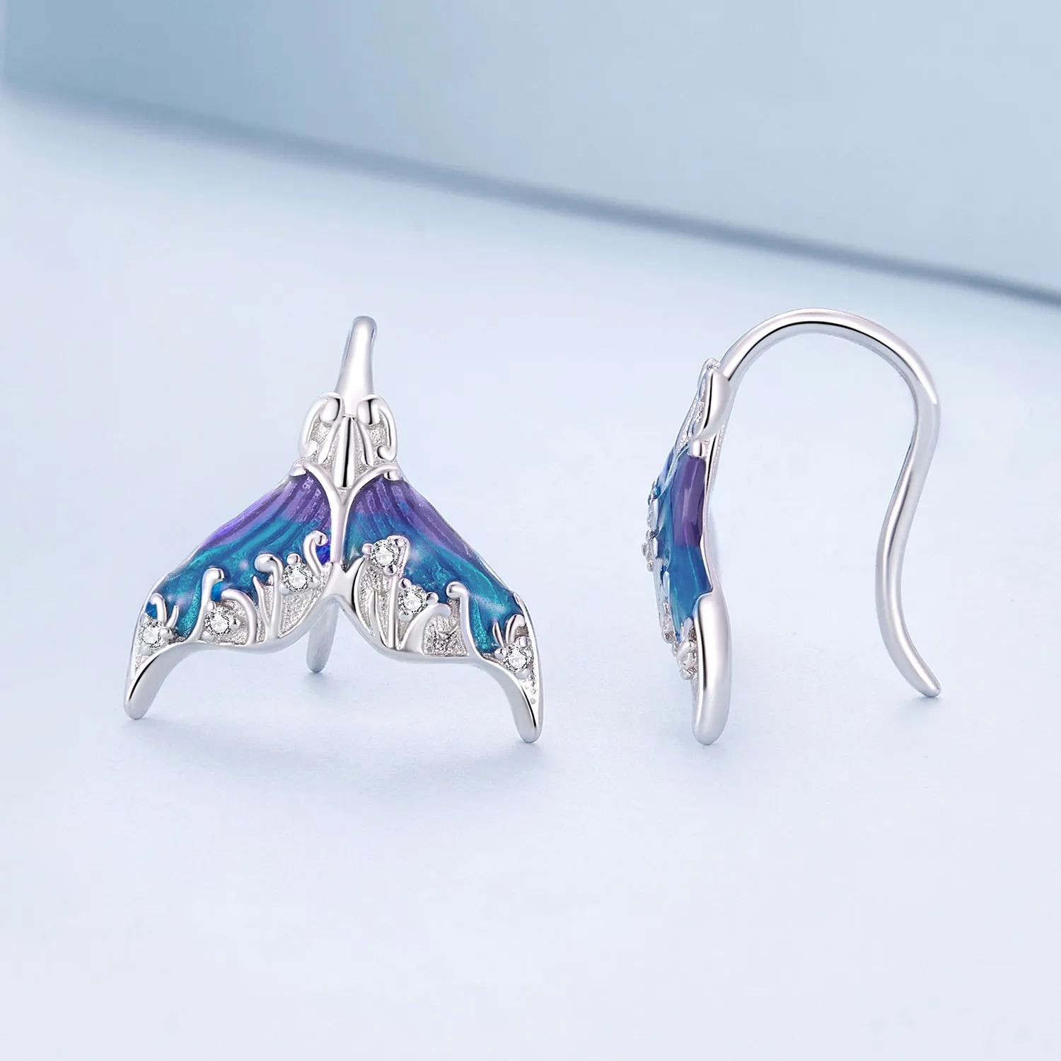 Pandora Style Dreamman Mermaid Tail Stud Earrings - BSE921