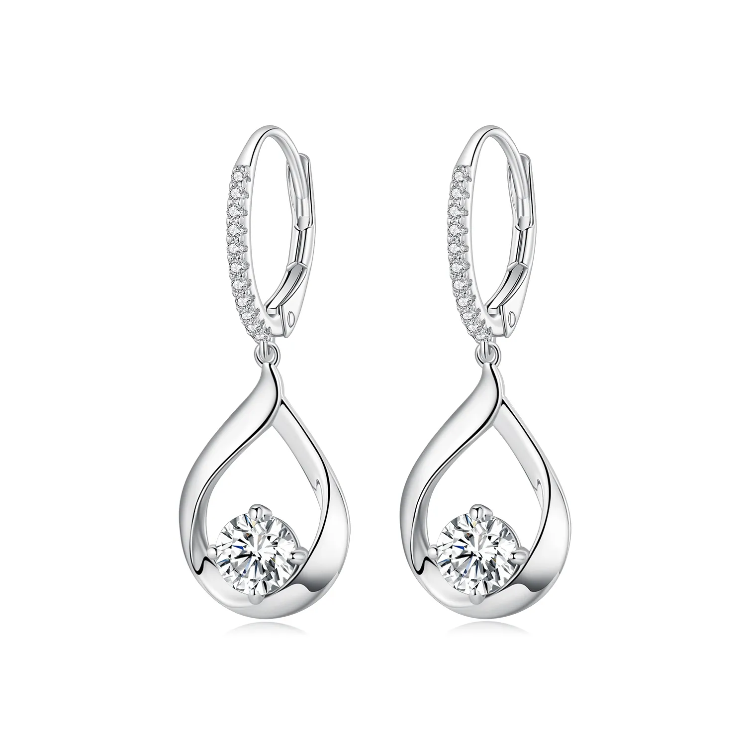 Pandora Style Drop Moissanite Earrings (Two Certificates) - MSE032