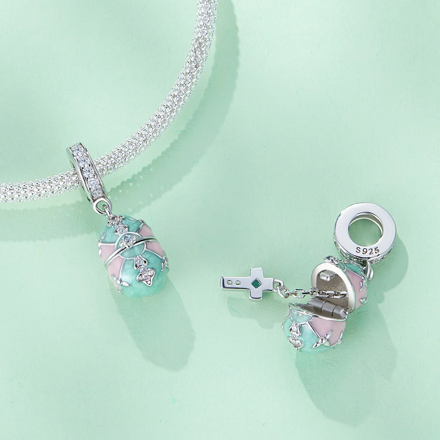 Pandora Style Easter Egg Dangle - BSC779