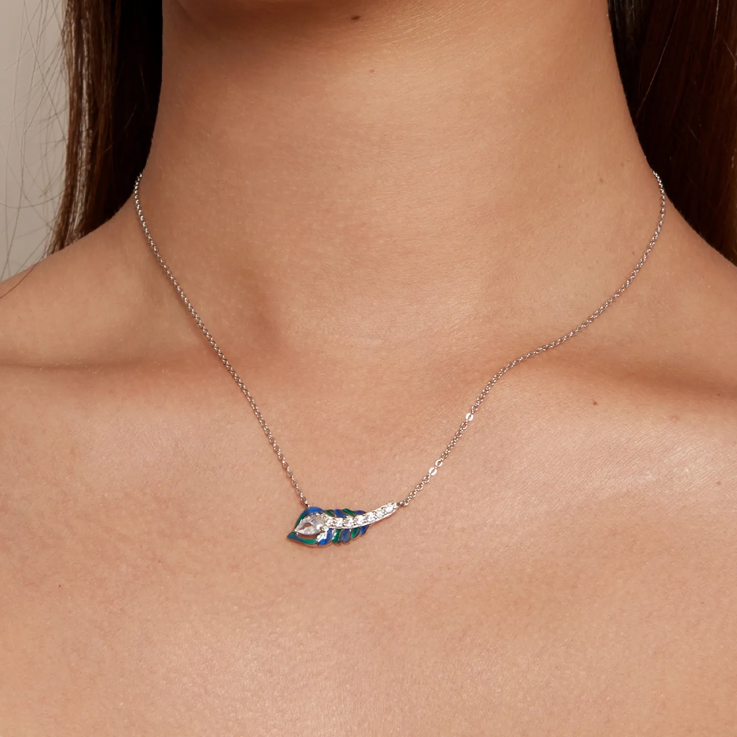 Pandora Style Feather Necklace - BSN346