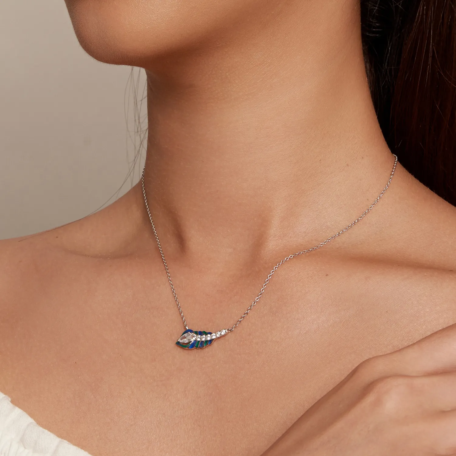 Pandora Style Feather Necklace - BSN346