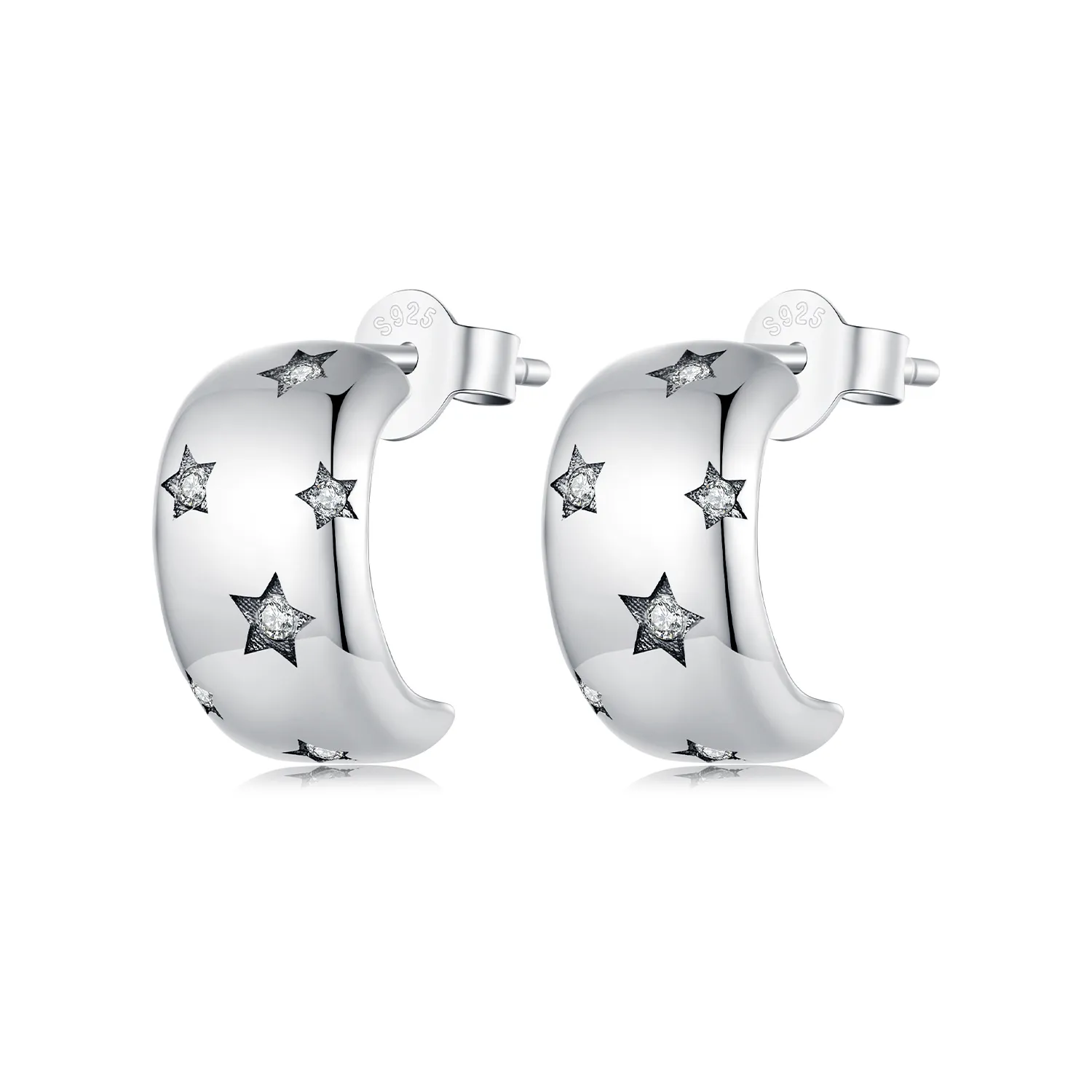 pandora style flash star studs earrings bse884