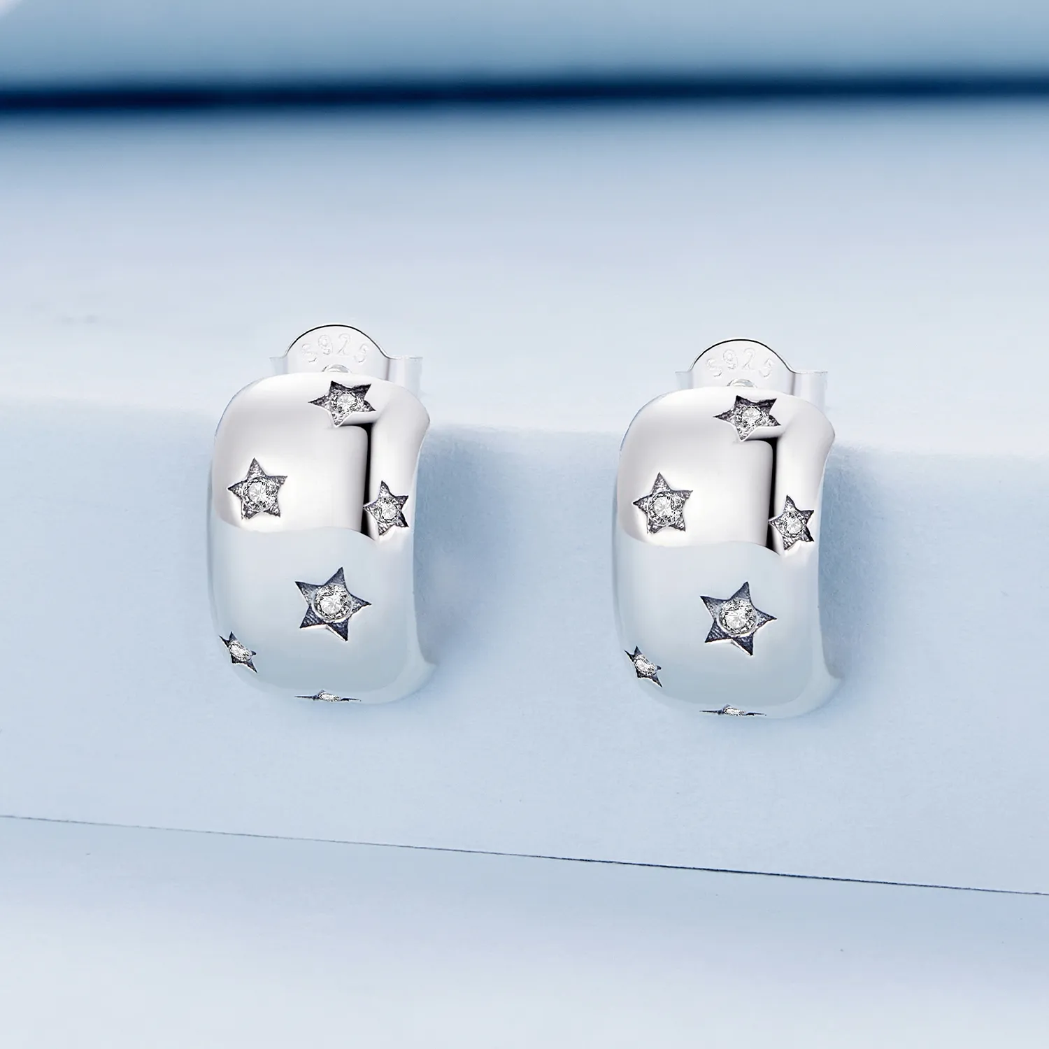 Pandora Style Flash Star Studs Earrings - BSE884