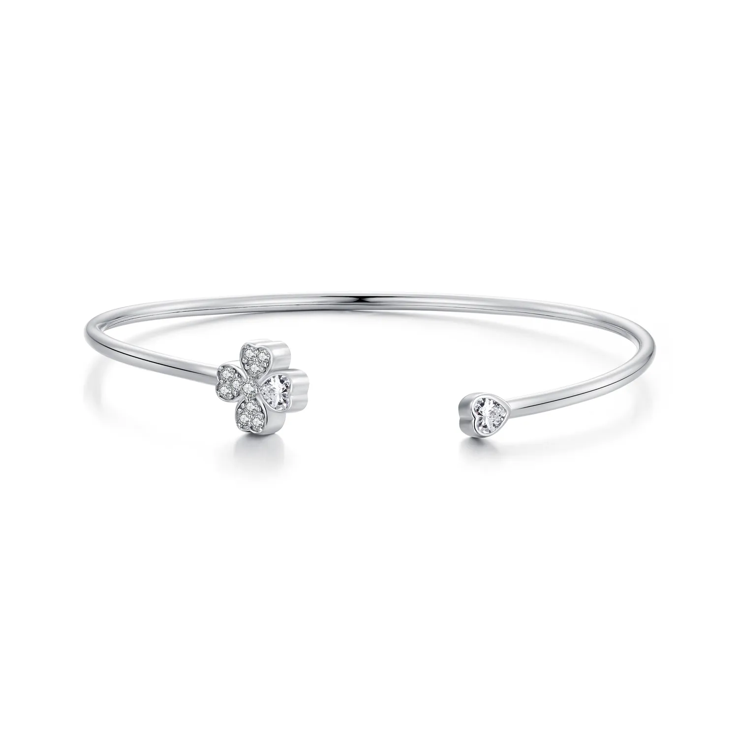 pandora style four leaf clover open bangle bsb134