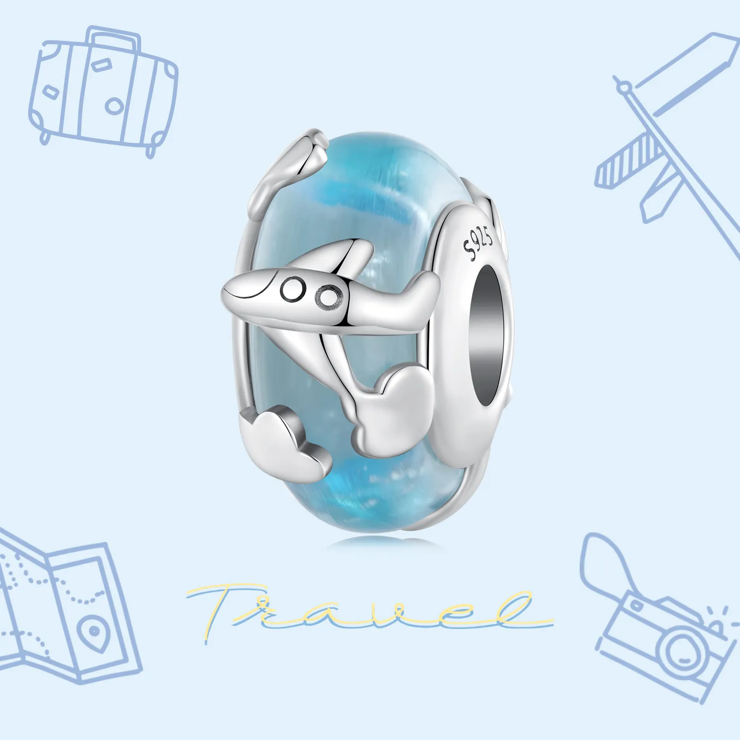 Pandora Style Glazed Aircraft Charm - SCC2482