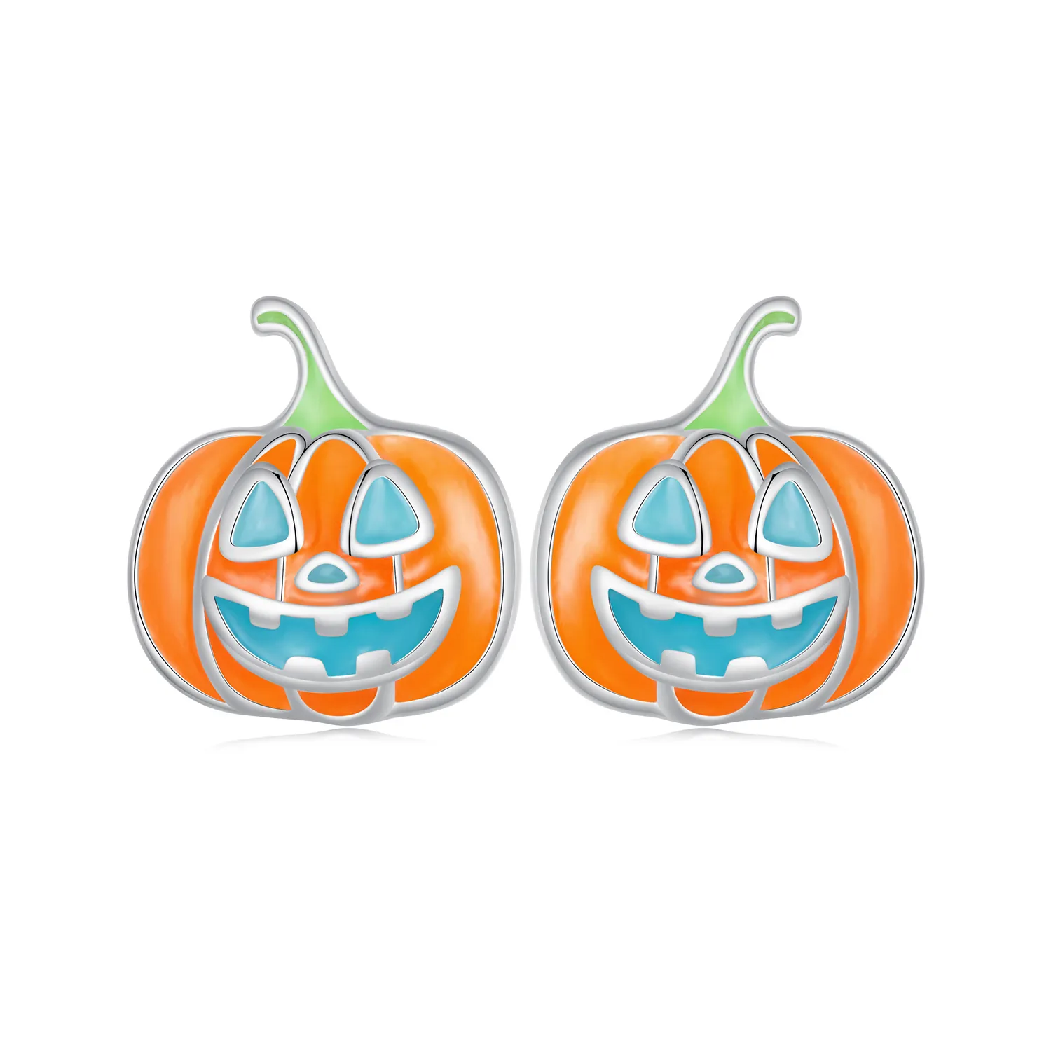 Pandora Style Glow-In-The-Dark Pumpkin Personalized Studs Earrings - SCE1640