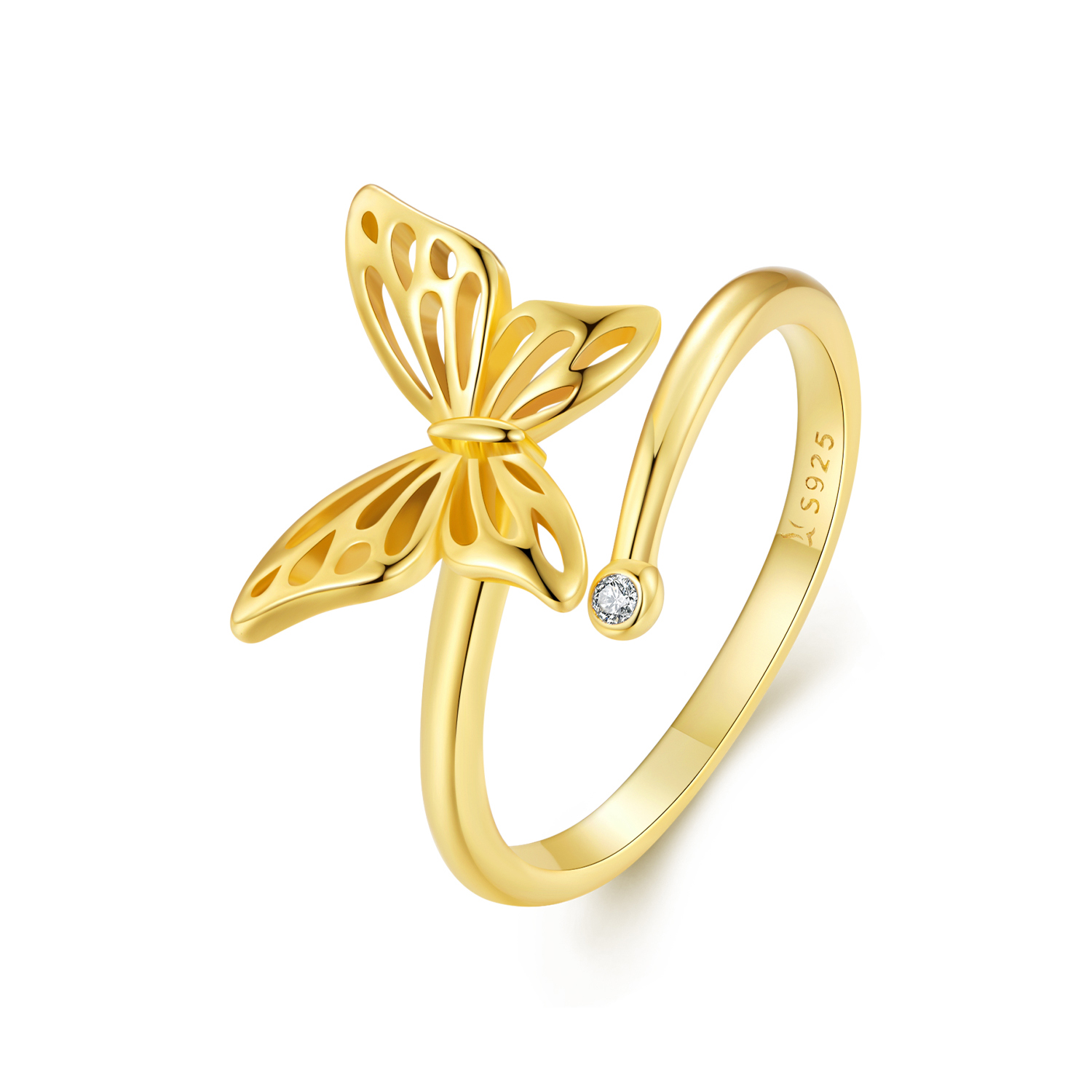 pandora style golden butterfly dream ring scr448 b