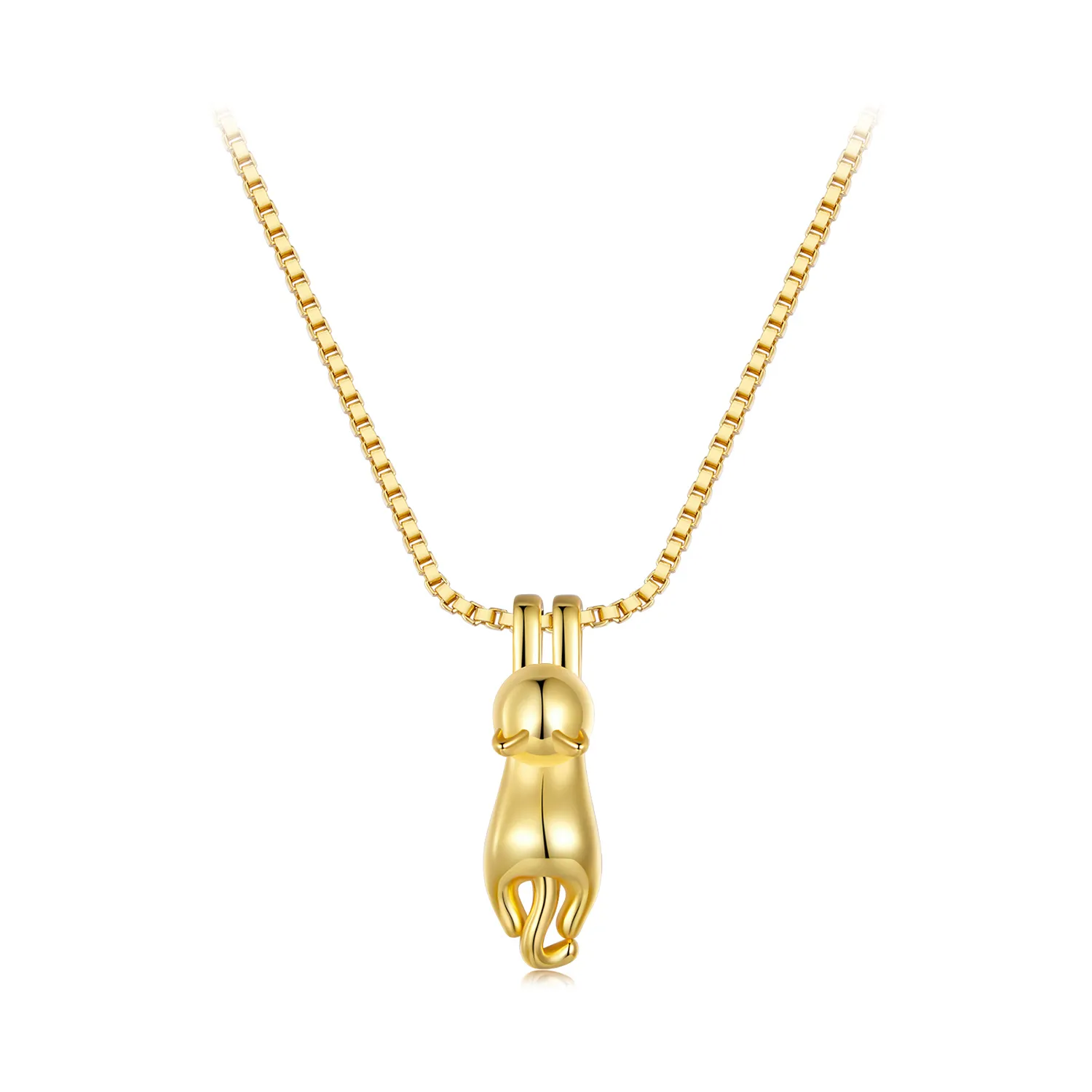 Pandora Style Golden Kitten Necklace - SCN032-B