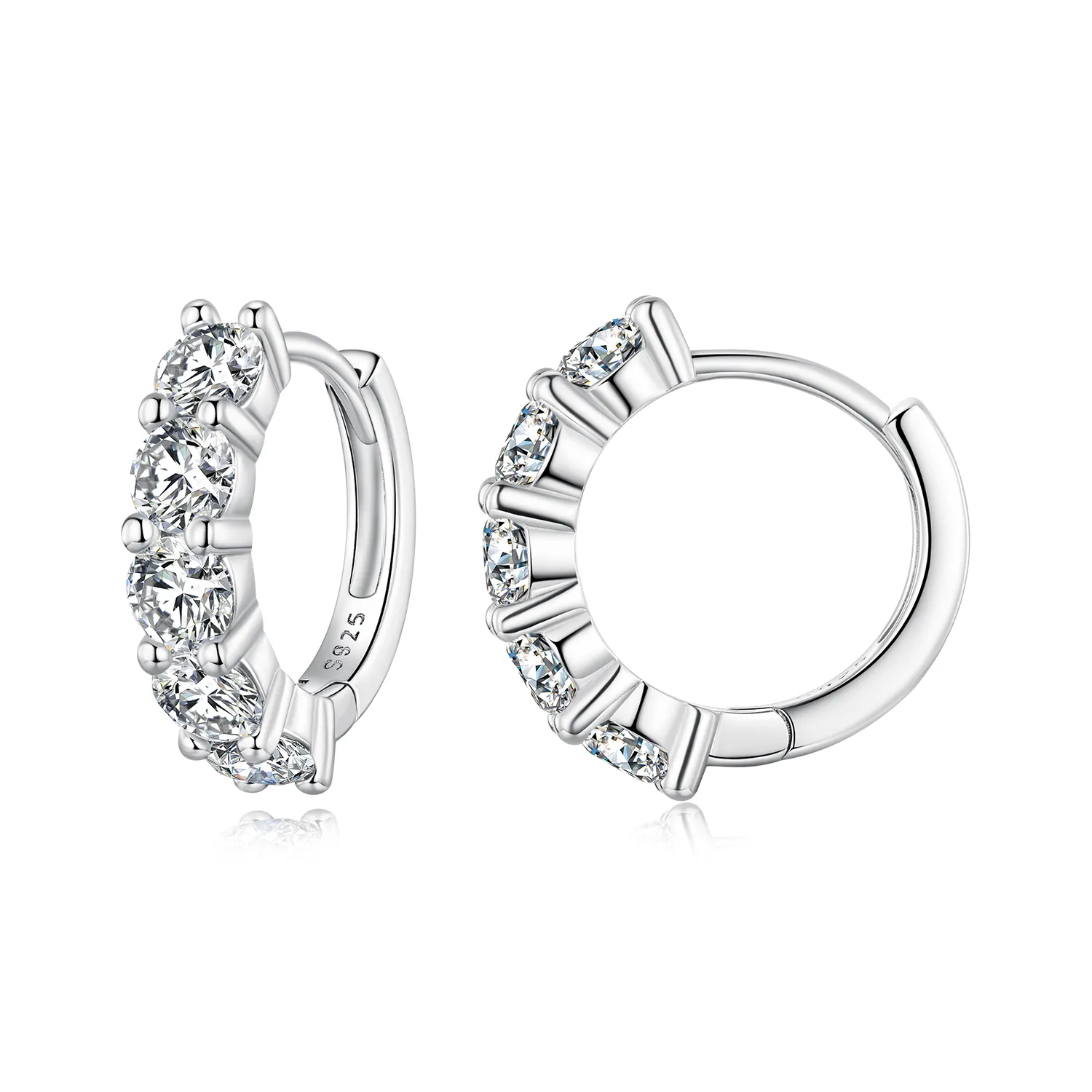 Pandora Style Half Hoop Moissanite Diamond Hoop Earrings - MSE033